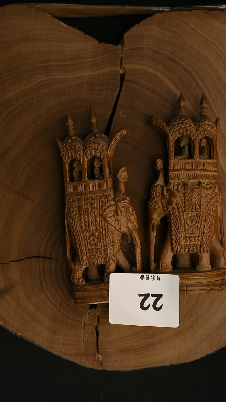 檀香木其他6号仓老山檀工艺品大象一对88克