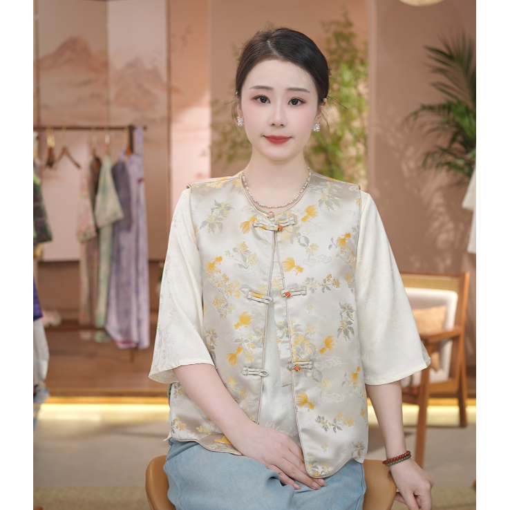 《 花满筑-马夹》新中式提花国风时尚休闲百搭气质马夹