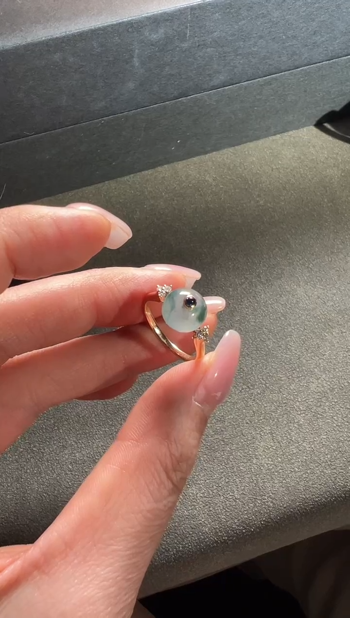 【闪购商品】翡翠戒指18K金镶嵌翡翠戒指