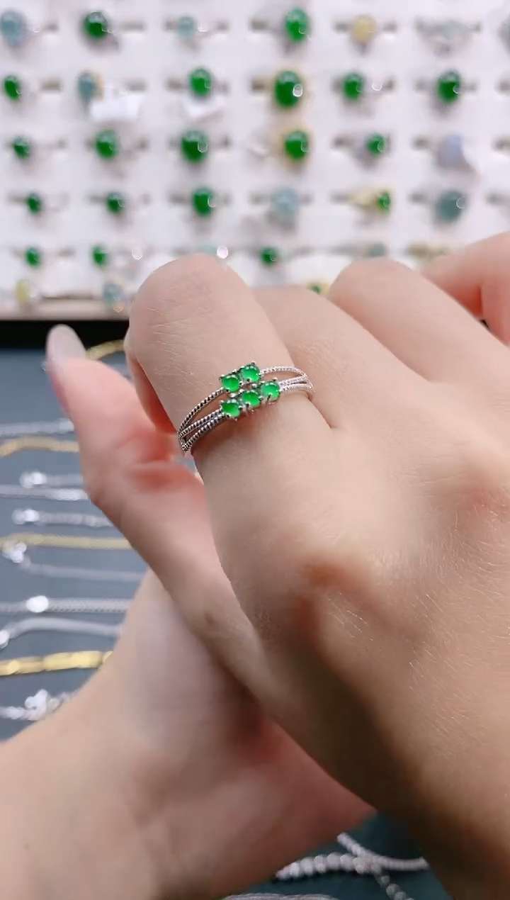 【闪购商品】翡翠戒指银S925镶嵌天然翡翠