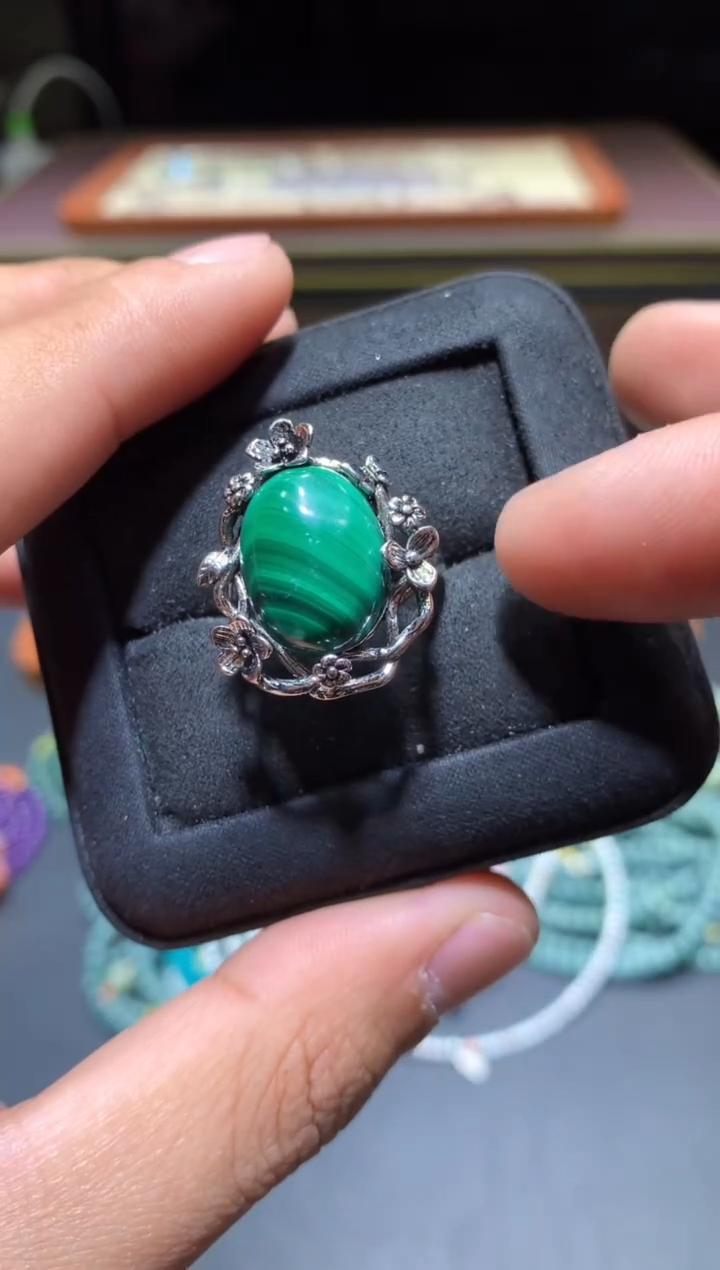 【闪购商品】孔雀石戒指未镶嵌H96【多样性发其一】