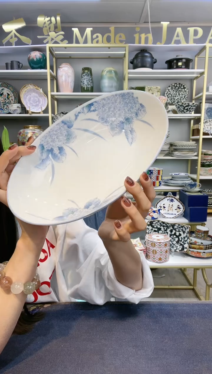 【闪购商品】碗淡彩绣球花鱼盘26.5cm×16cm