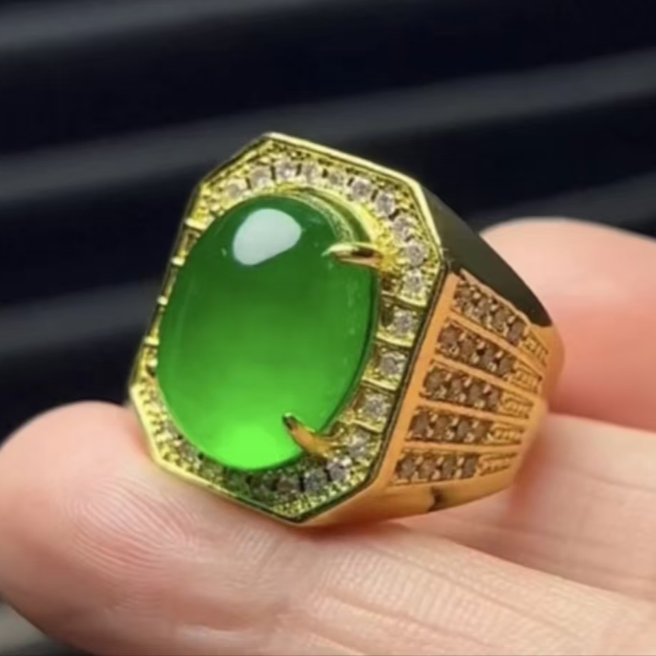 【王总严选】高端奢华绿玛瑙椭圆形戒指