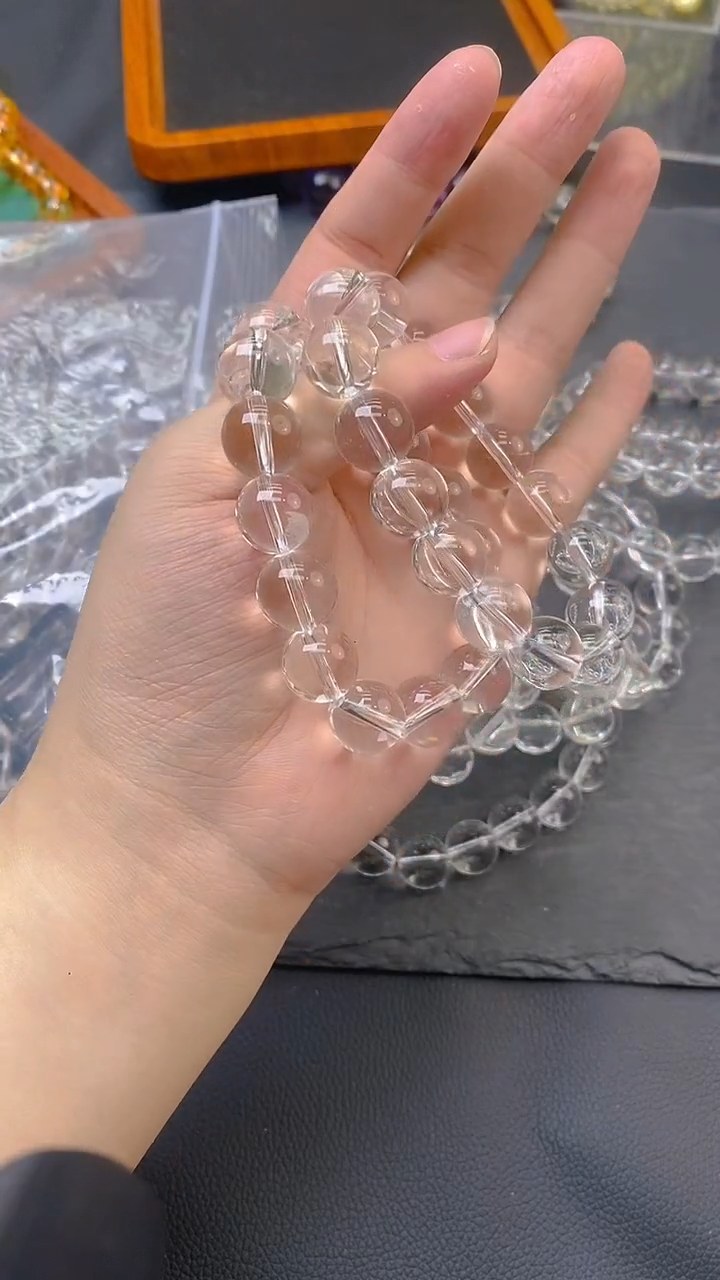 水晶手链未镶嵌白水晶14mm单圈