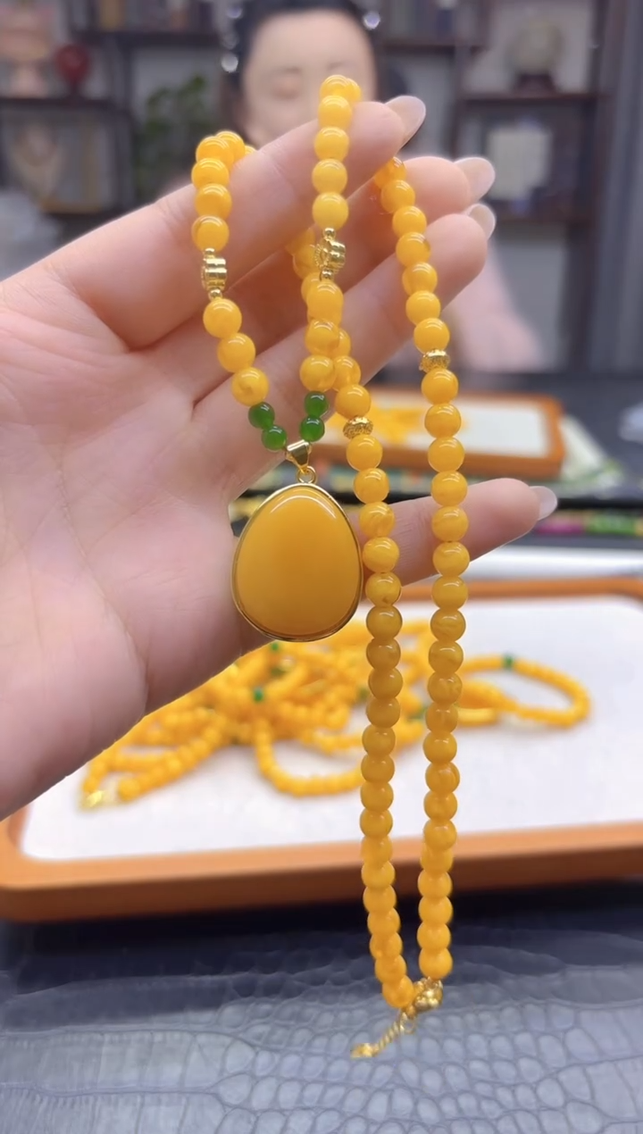 蜜蜡毛衣链未镶嵌DIY款M899