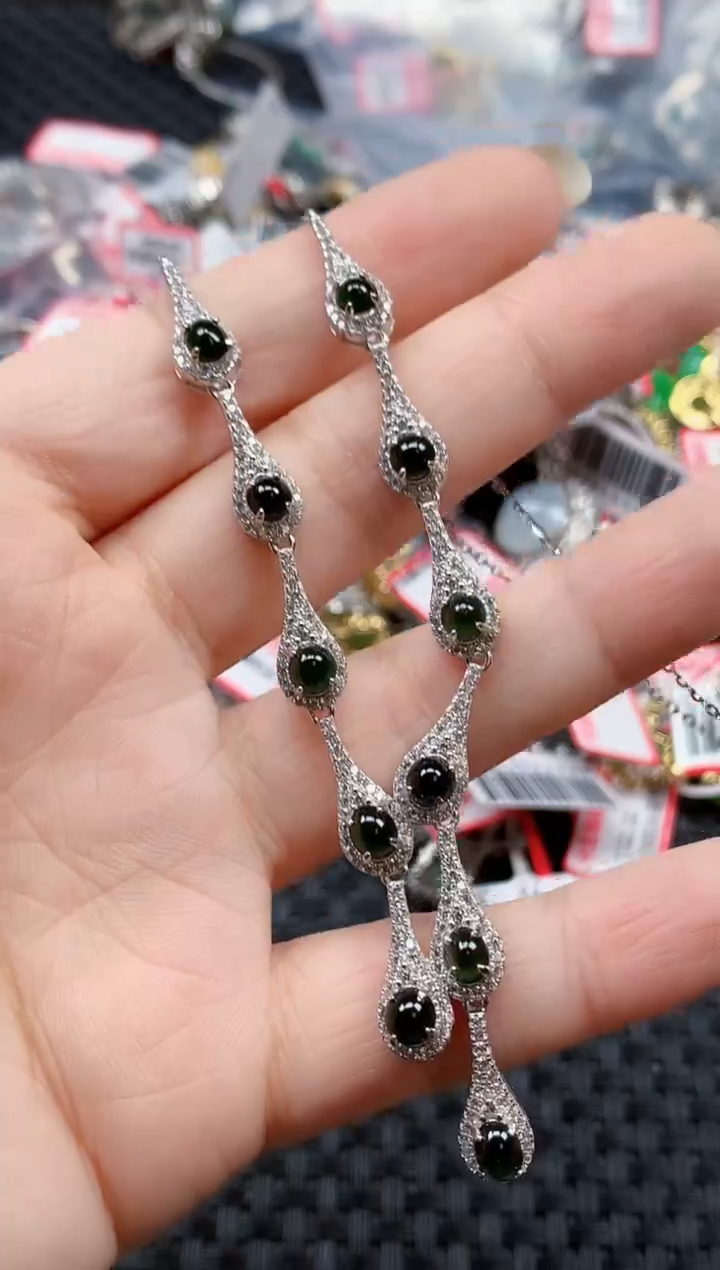 银S925镶嵌戒指翡翠天然A货缅甸翡翠