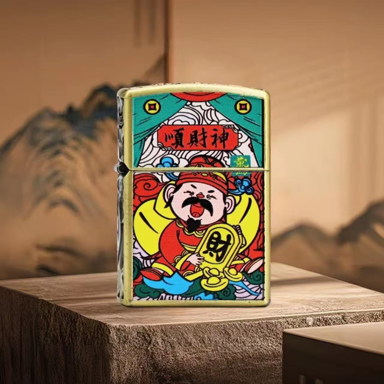 青铜小盔甲打火机创意砂轮防风顺财神