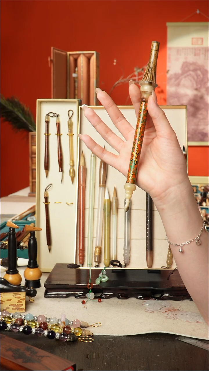 213号闪孤品高货毛笔链接 清水试笔 蘸墨不退