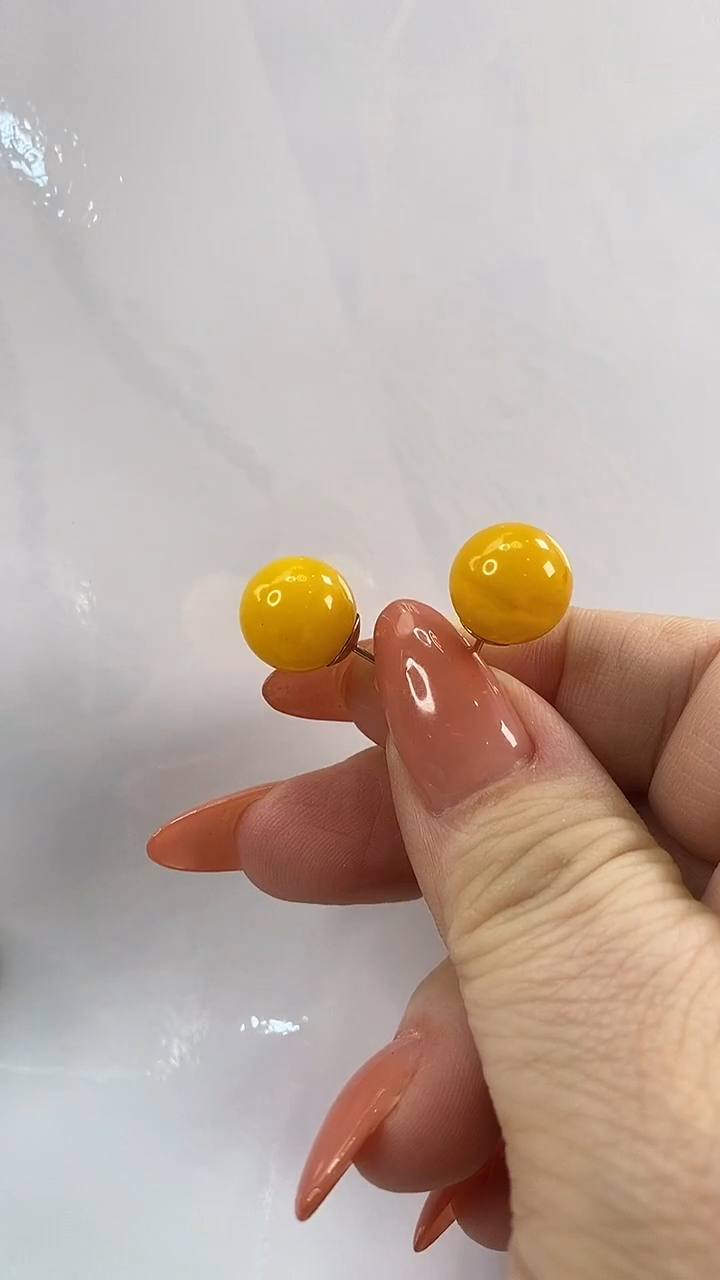 琥珀银S925镶嵌耳饰耳环