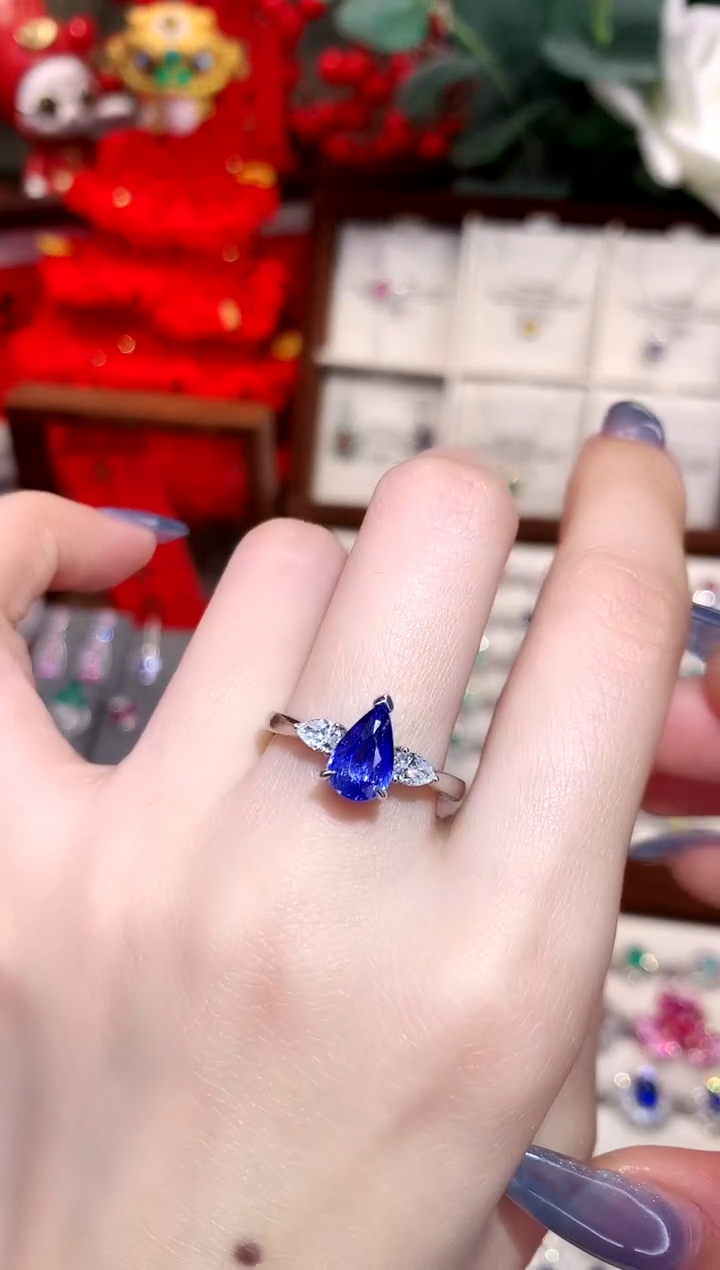 【闪购商品】蓝宝石戒指18K金镶嵌2.06ct/天然宝石/七天无理由