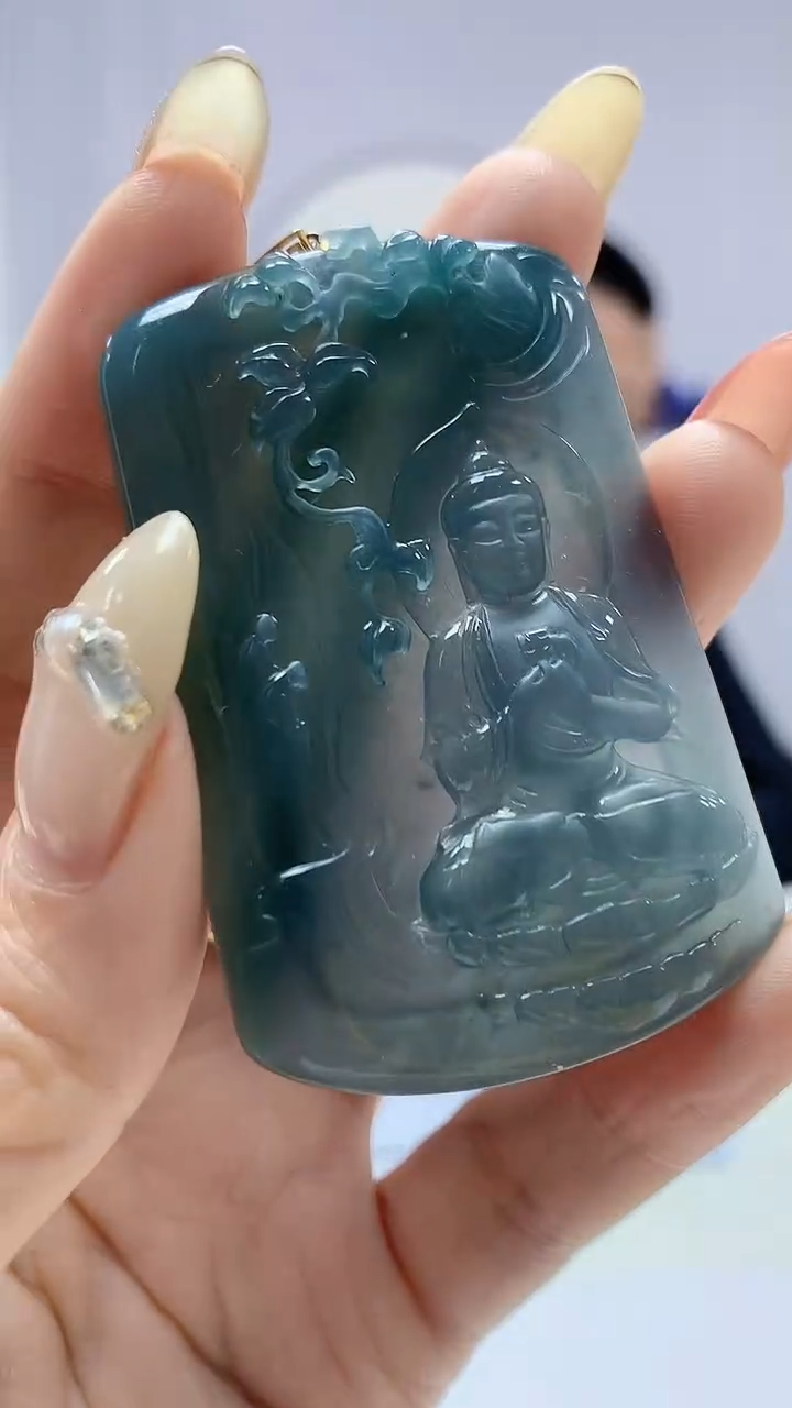 【闪购商品】定制翡翠18K金镶嵌4812DD-毛货挂件大日72