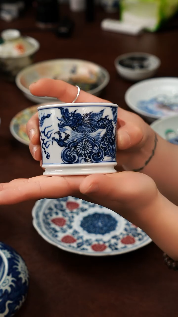 摆件陶景德镇瓷器，青花瓷手绘茶具~