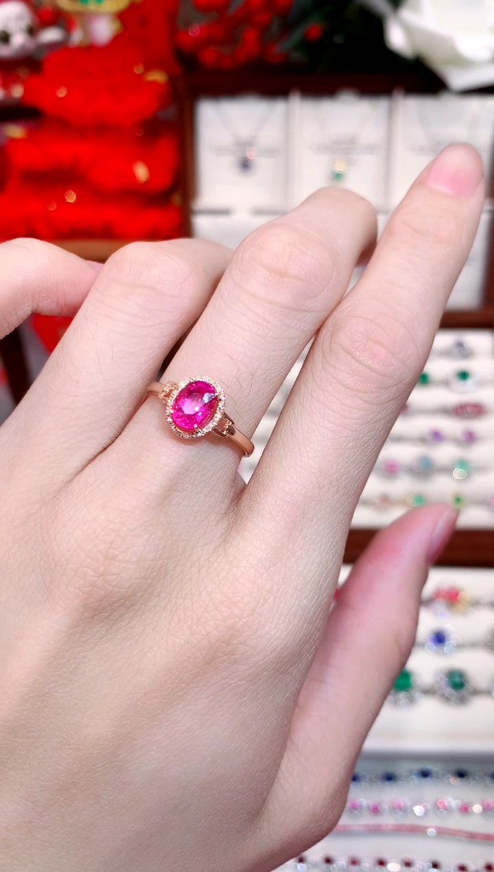 【闪购商品】碧玺戒指18K金镶嵌0.90ct/天然宝石/七天无理由