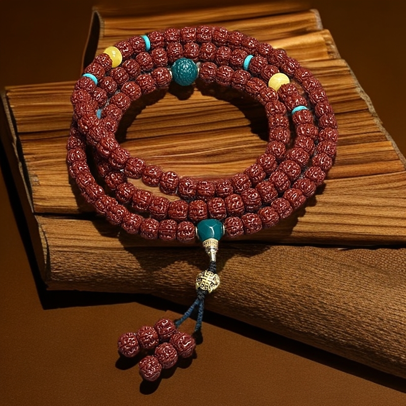 捻艺文玩金刚菩提108一代盘龙纹小金刚藏式直切成品包浆脖挂12mm