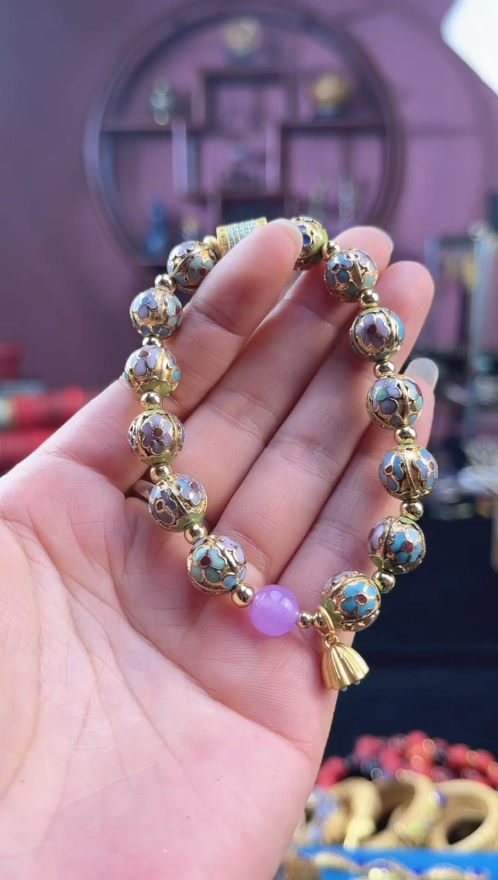 非遗 景泰蓝金地手串 4瓜棱1.0