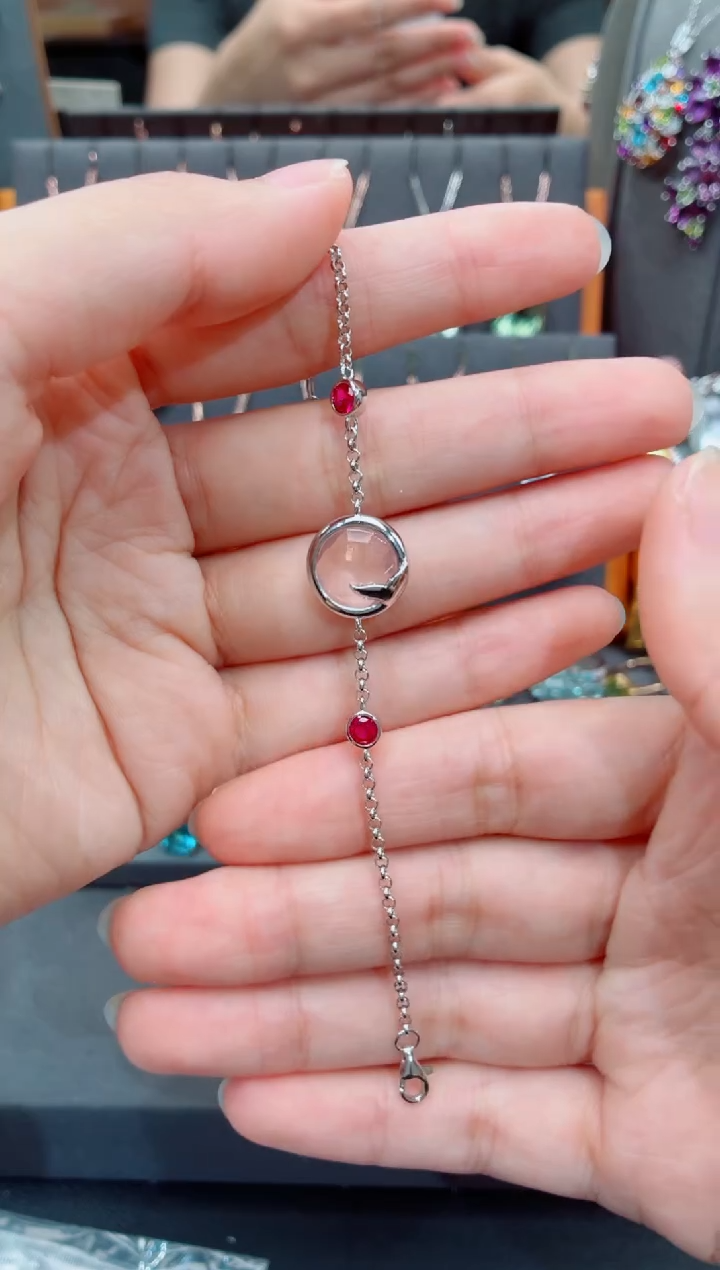 水晶手链银S925镶嵌水晶手链