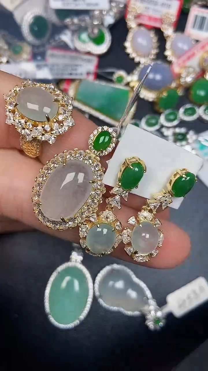 银S925镶嵌戒指翡翠3340