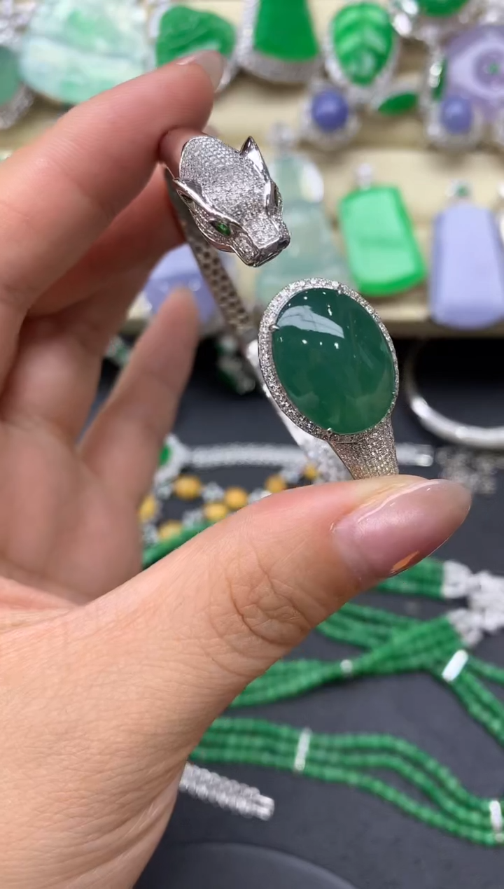 【闪购商品】翡翠手镯18K金镶嵌529-中国好珍宝