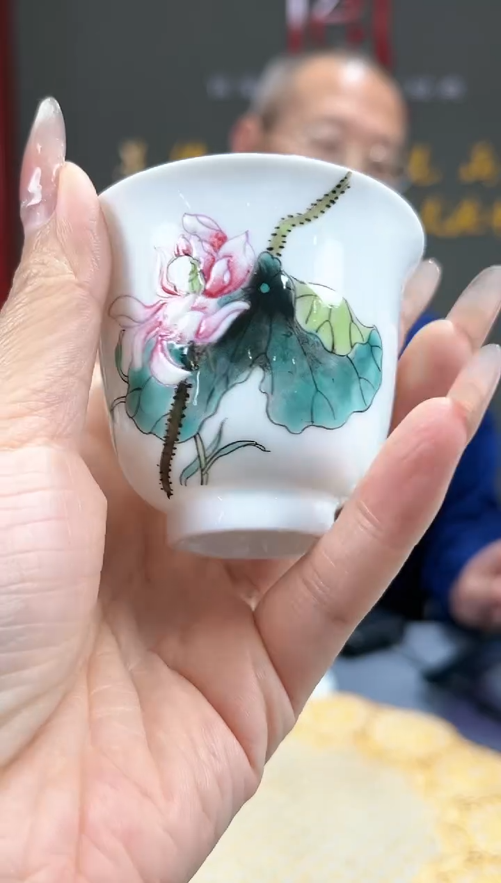 【闪购商品】官窑瓷画院760官窑瓷画院荷花铃铛杯