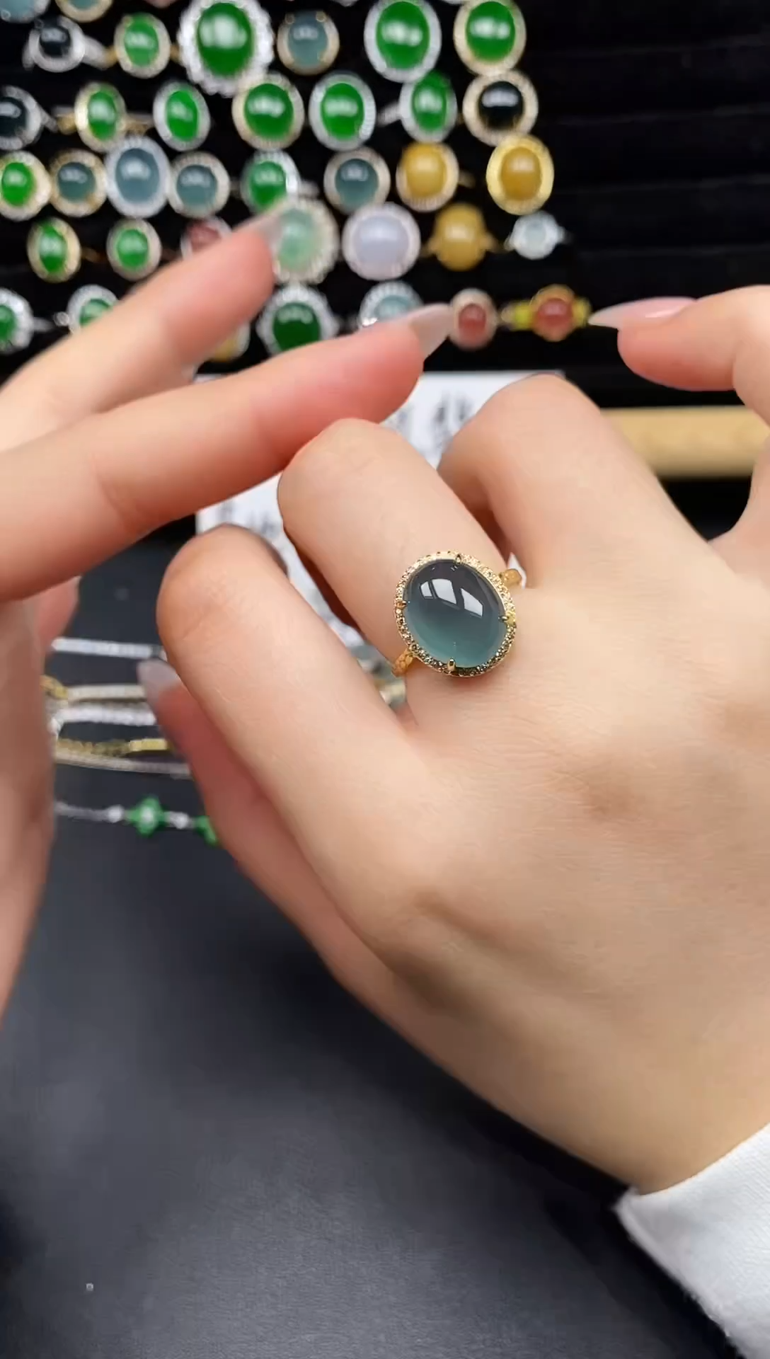 银S925镶嵌戒指翡翠238635