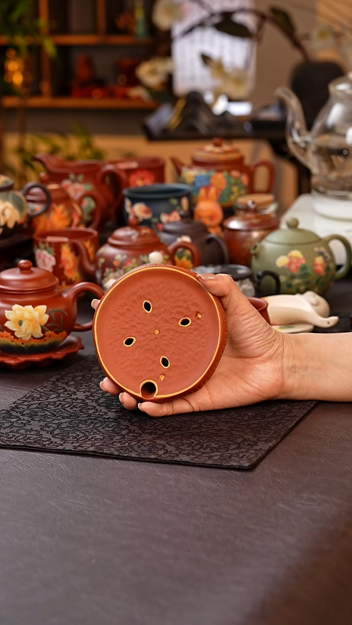 茶杯紫砂原矿大红袍壶承