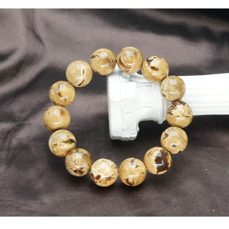 琥珀瓷白根手串14.5+ CA021240