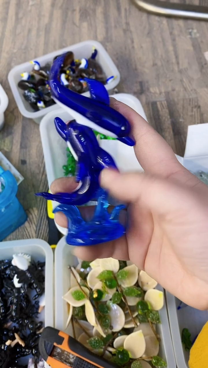 【闪购商品】琉璃手工艺品微瑕海豚不退换