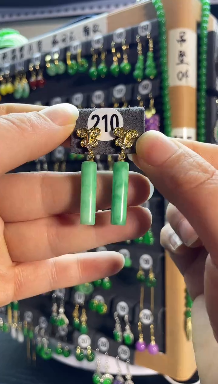 【闪购商品】翡翠耳饰银S925镶嵌老210