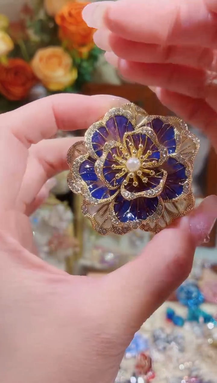 合成立方氧化锆铜合金紫色牡丹花