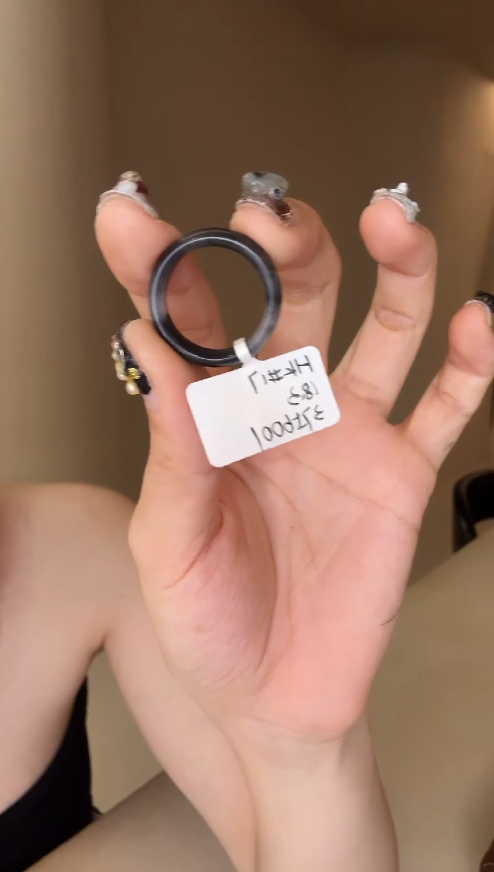 和田玉未镶嵌戒指17码青花