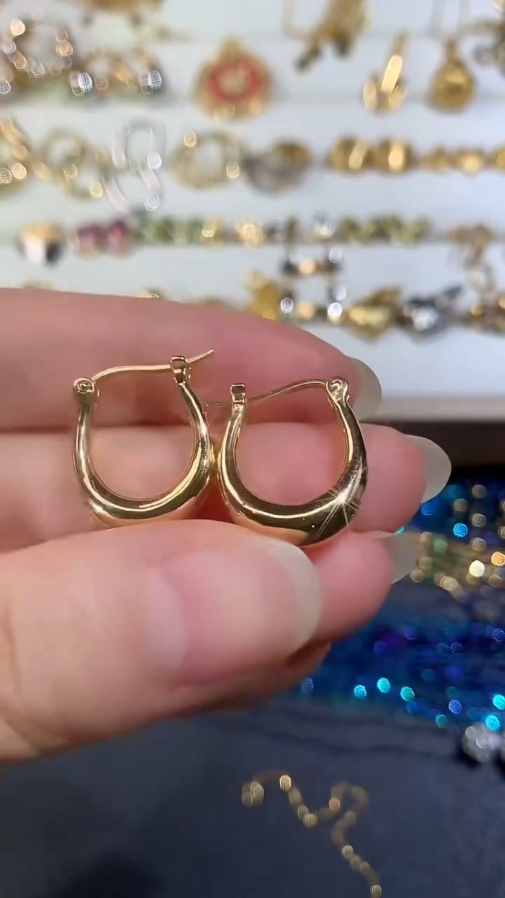 18K金耳饰【经典u型耳包】K金耳饰-18k金-FF1052|BKJ4