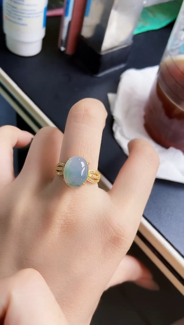 翡翠戒指银S925镶嵌12