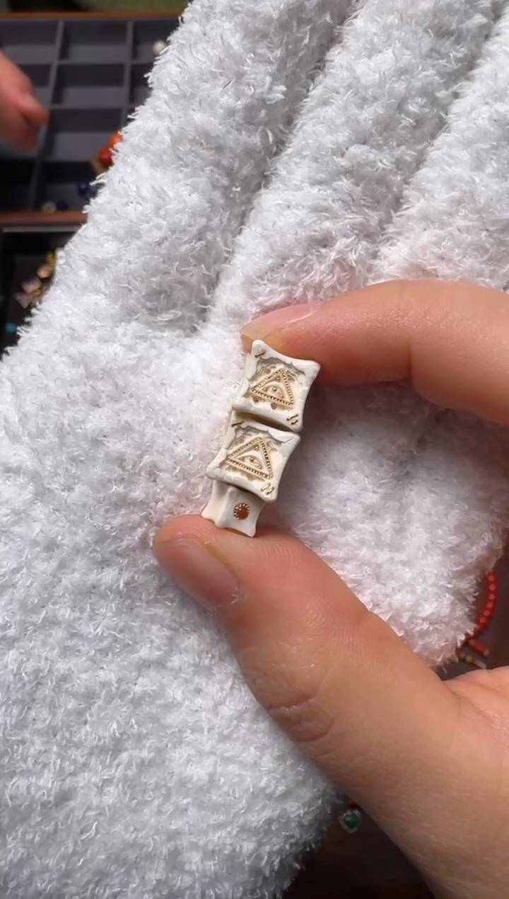 把件猛犸象牙全知方糖三通套装