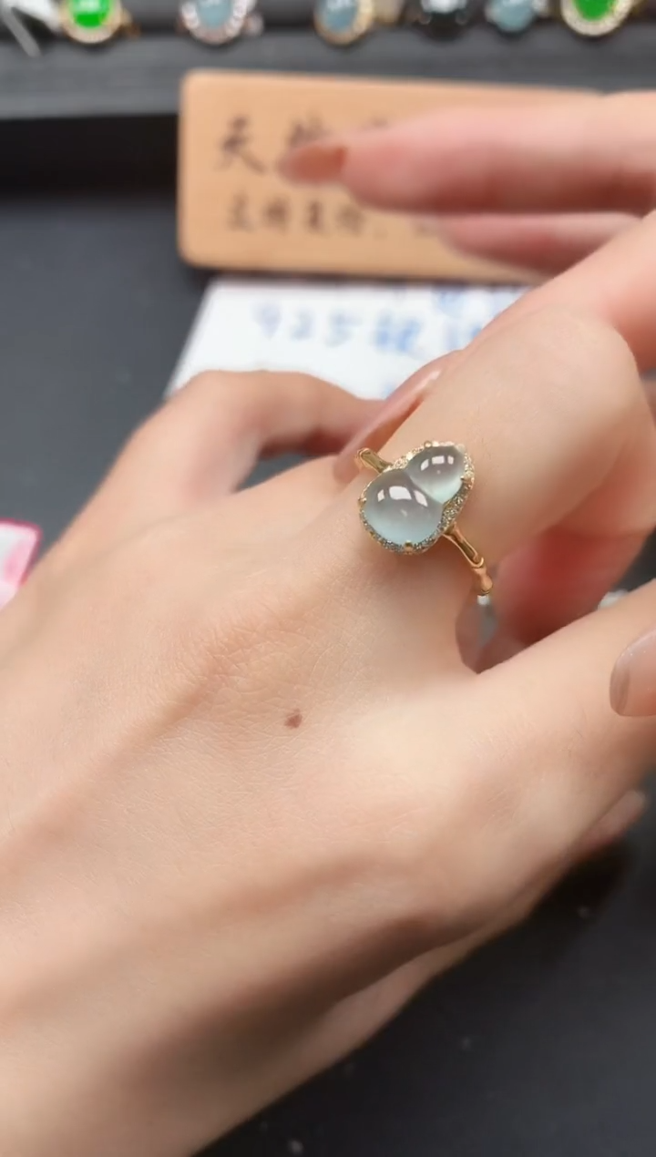 银S925镶嵌戒指翡翠111