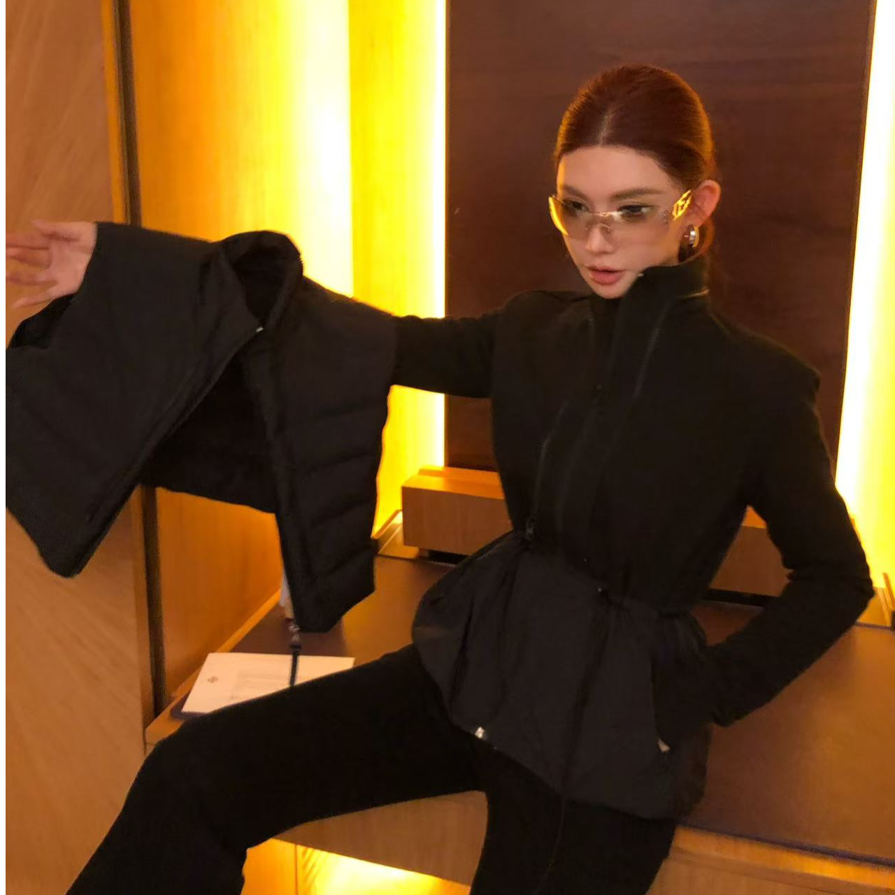 婉君T“杨幂同款”一衣四穿90白鸭绒“真两件显瘦羽绒服LWJ25D4C4016