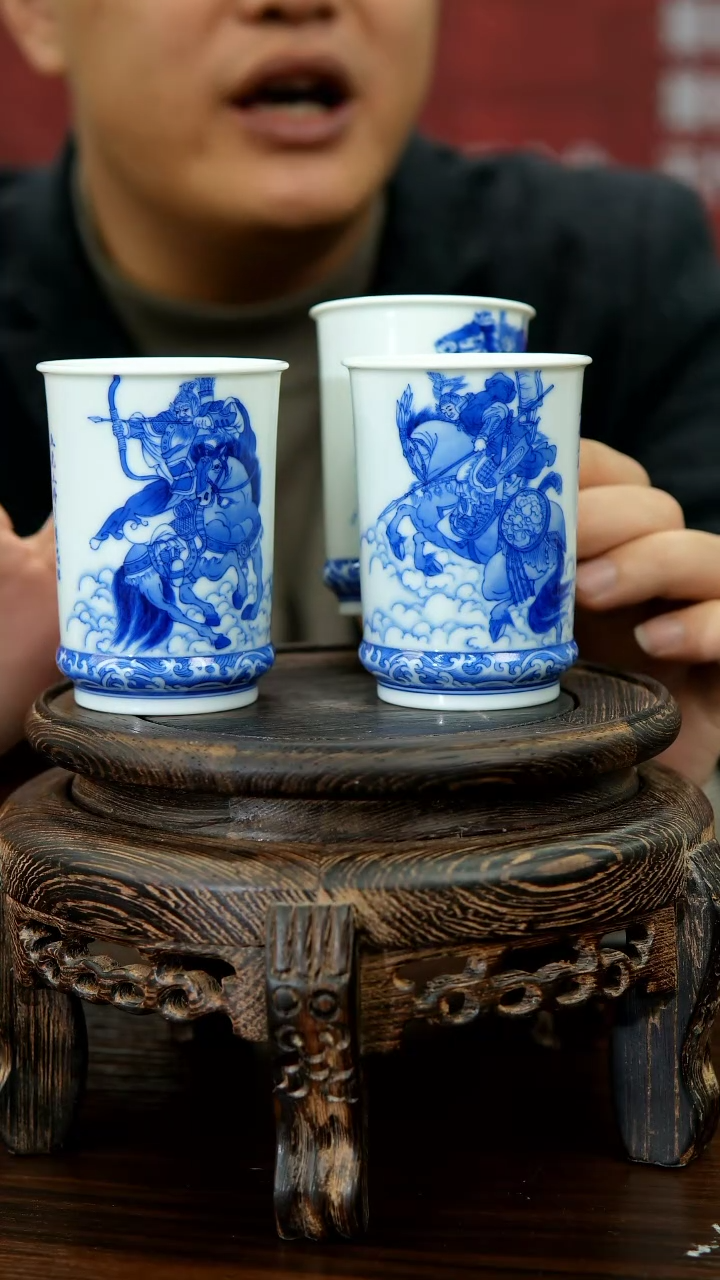 【闪购商品】023函夏非遗朱剑辉青花五虎上将杯五只