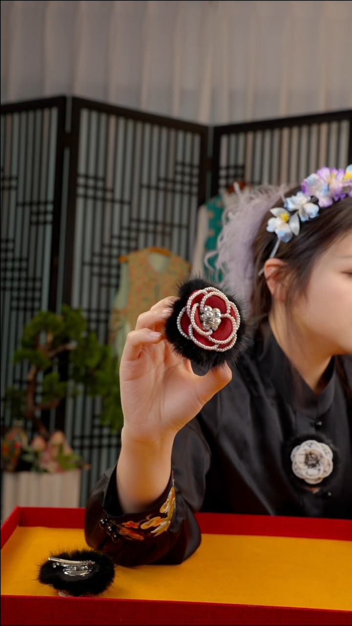 刺绣果*非遗绒花手工饰品