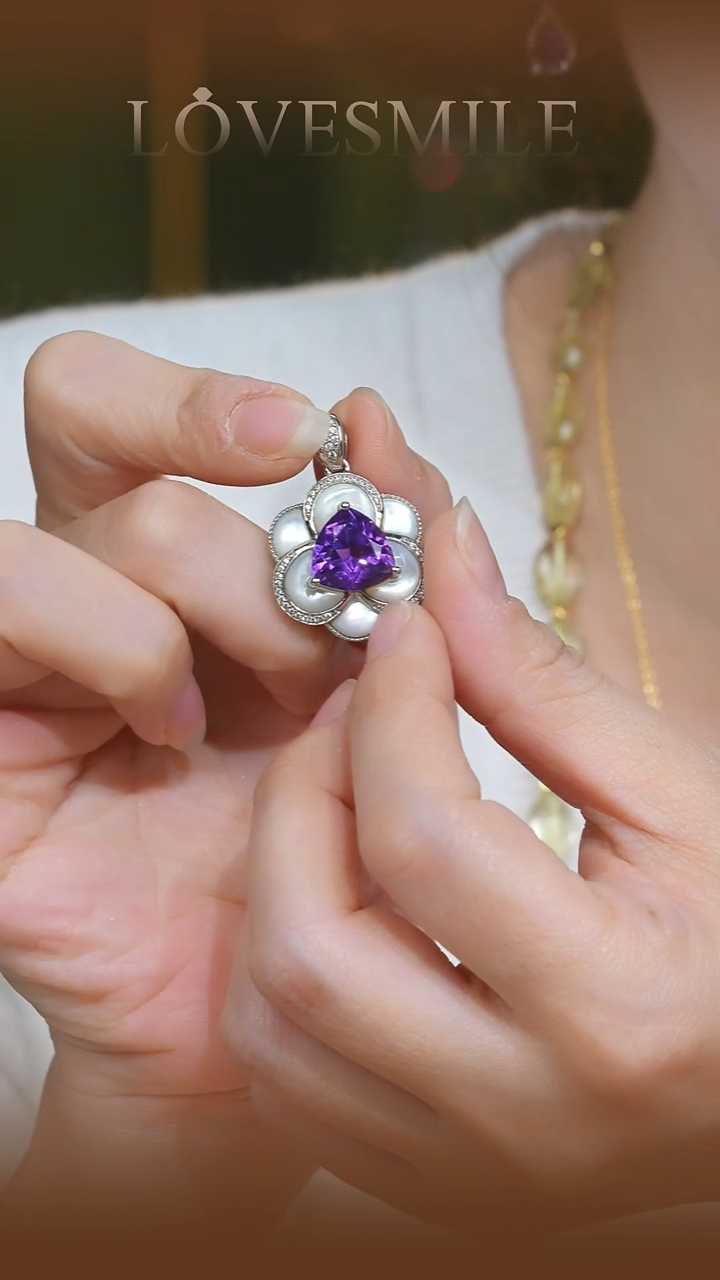 吊坠(不含链)银S925镶嵌紫晶041