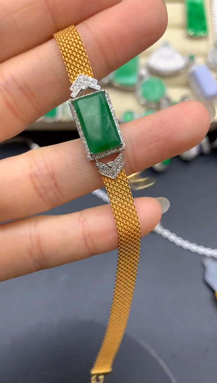 【闪购商品】翡翠手链18K金镶嵌556-中国好珍宝