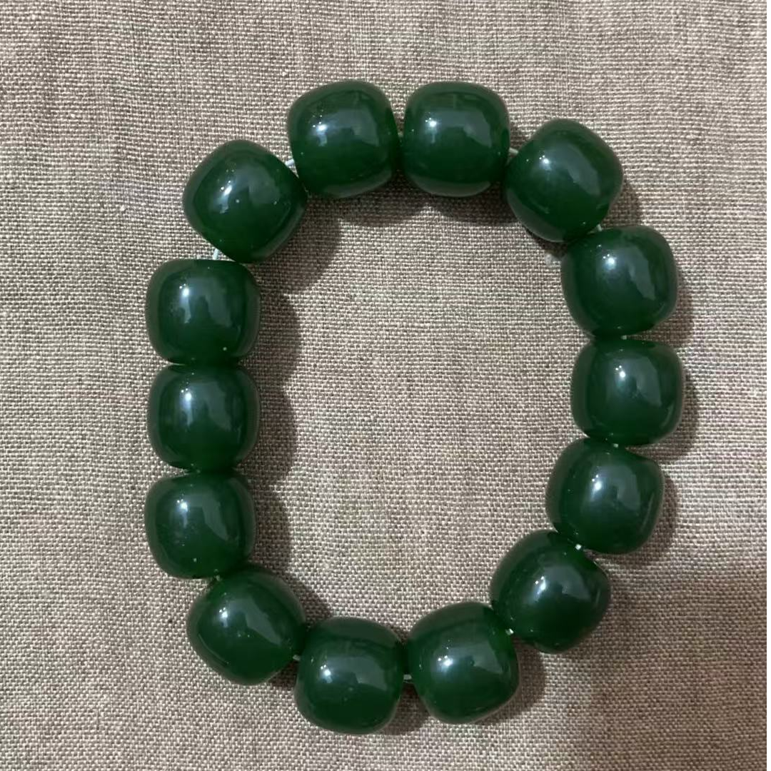 【闪购商品】筒珠绿色和田玉手串