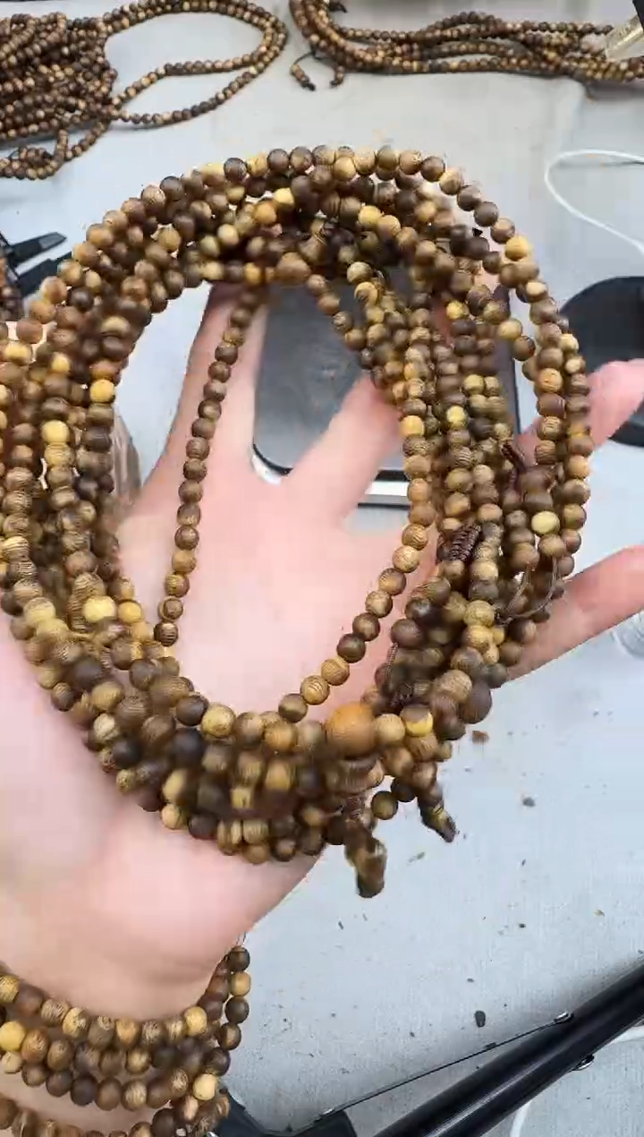 沉香手串05虎斑棋圆珠多圈多样性发一