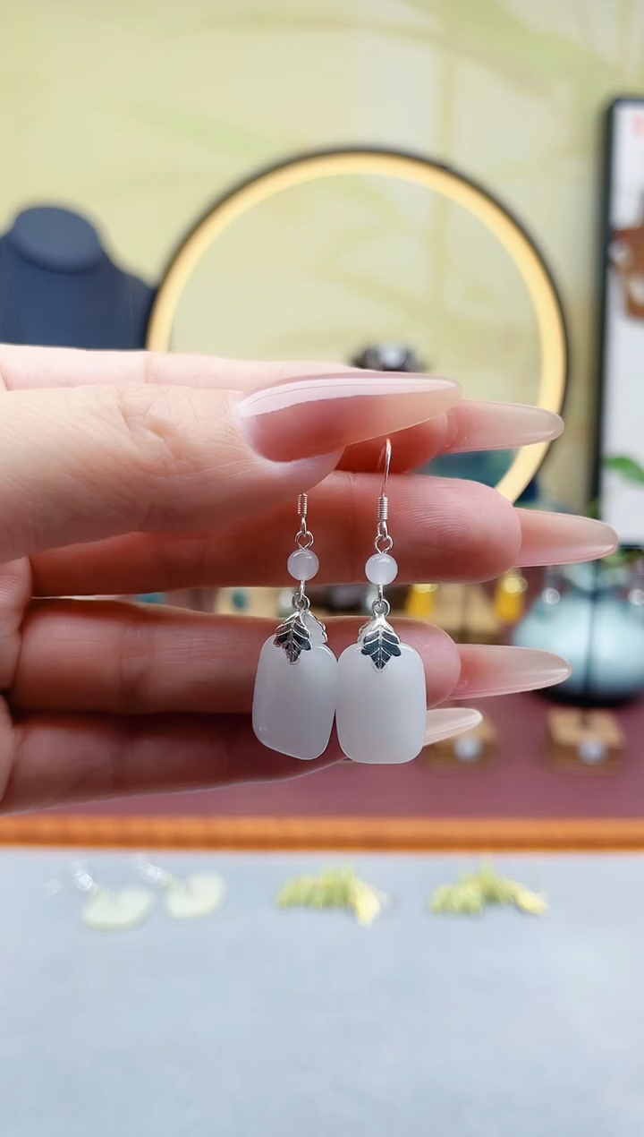 未镶嵌耳饰玛瑙/玉髓00白色无事柱