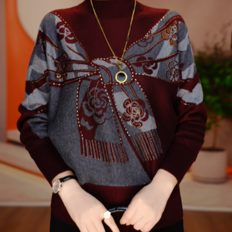 冬季新款含棉羊毛衣针织毛线衣柔软保暖百搭上衣V25L797