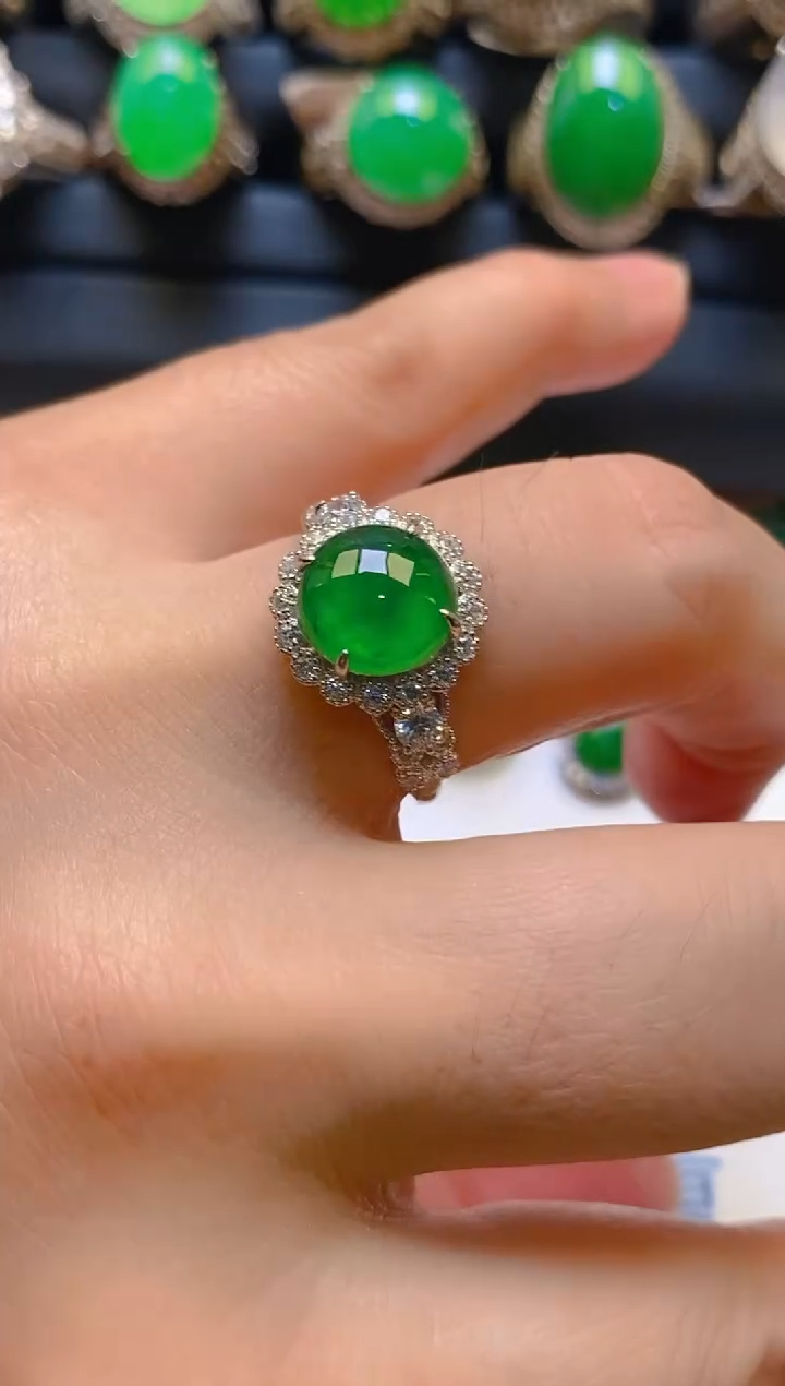 【闪购商品】翡翠耳饰银S925镶嵌天然A货翡翠1