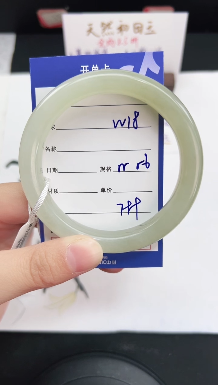 未镶嵌手镯和田玉18岚钻微色差T2