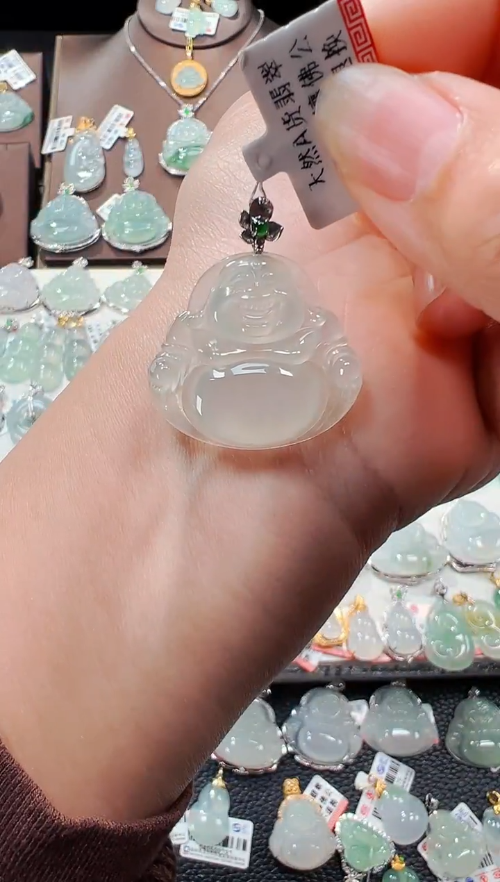 【闪购商品】翡翠吊坠(不含链)18K金镶嵌佛公吊坠357