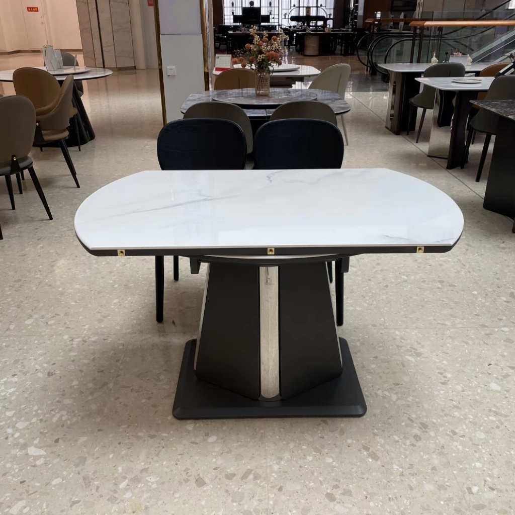 现代简约轻奢家用餐桌方圆两用套餐饭桌