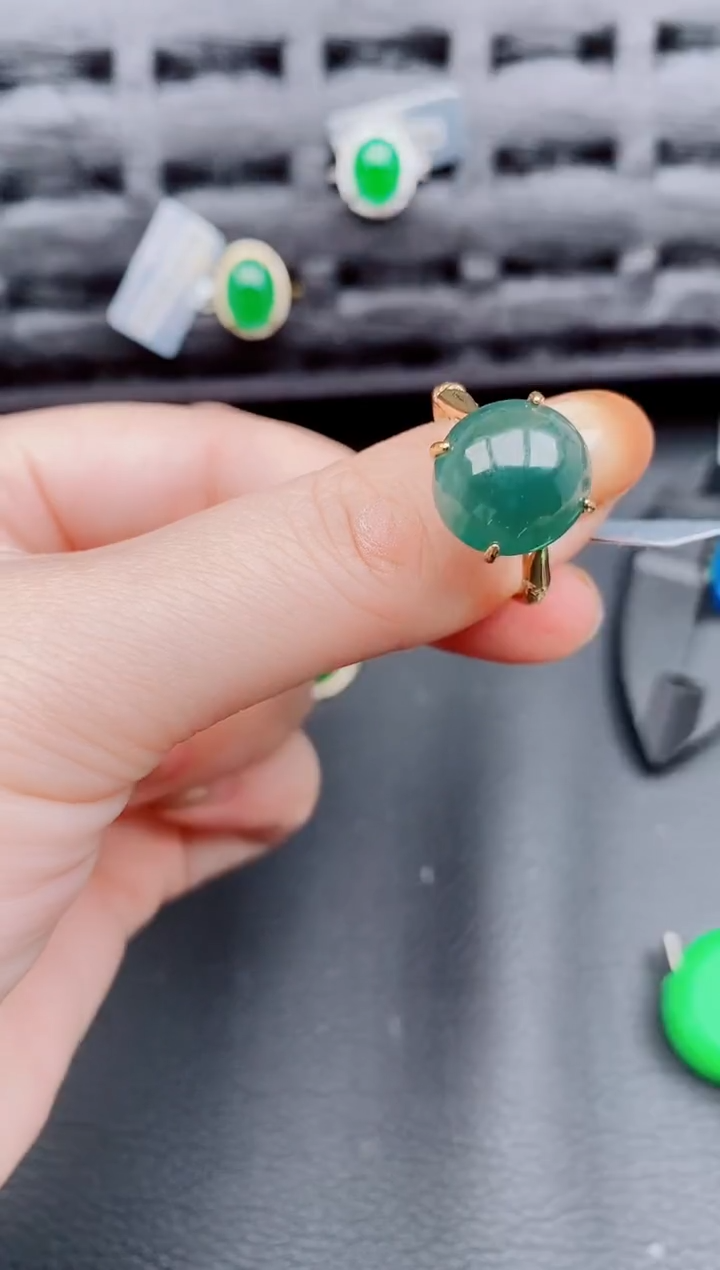 【闪购商品】翡翠戒指银S925镶嵌天然a货翡翠670