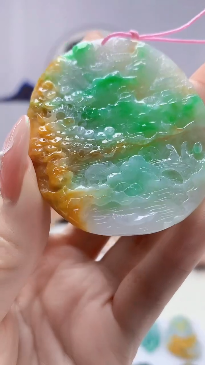 【闪购商品】定制翡翠未镶嵌1502DD-毛货挂件34