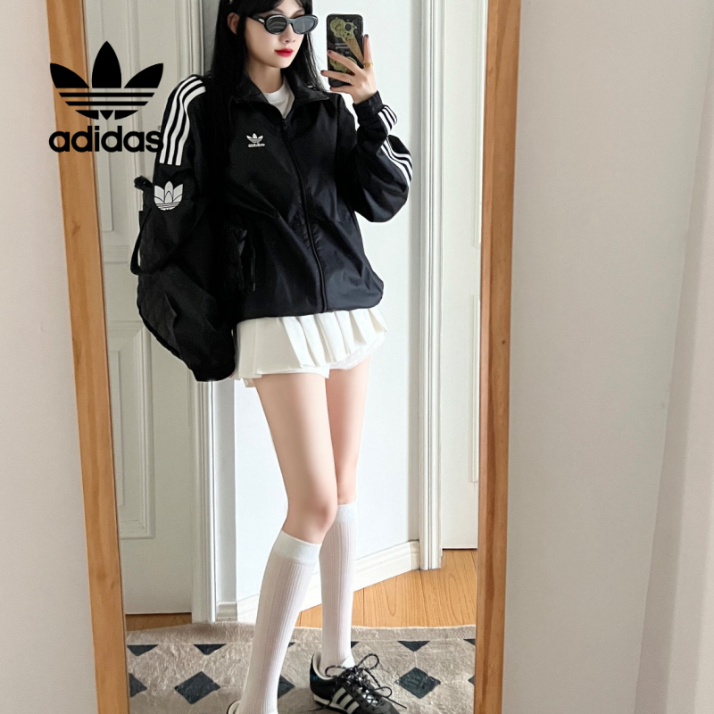 Adidas阿迪达斯~~三叶草男女款三条纹休闲运动立领夹克外套JM2716
